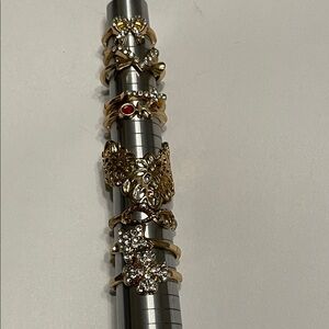 Set of 9 Gold Rhinestone Women's Rings